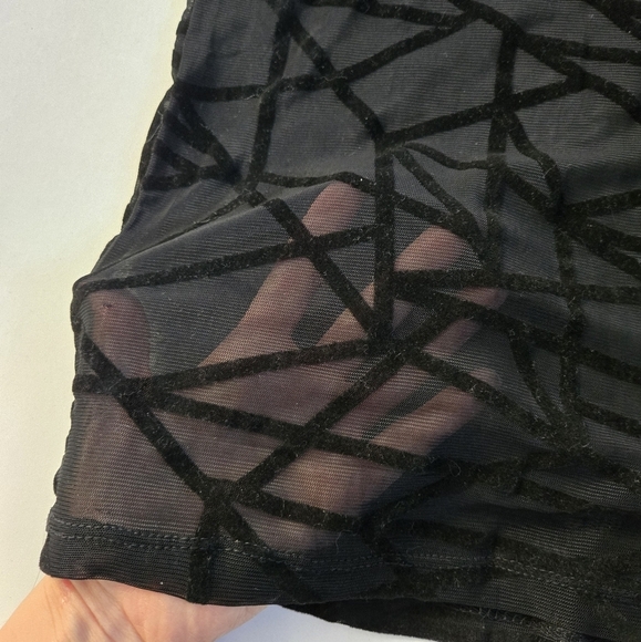 Geometric mesh bodycon long sleeve mini dress sz small/medium - Picture 4 of 7